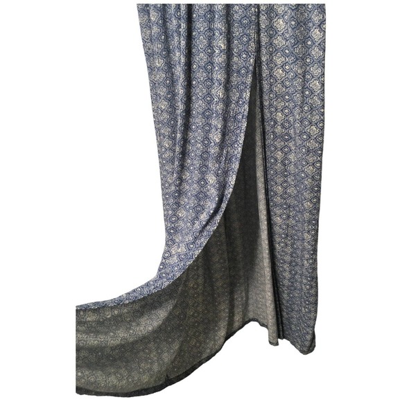 American Eagle Maxi V Neck Sleeveless Drape Arm Racerback Geometric Dress Blue M - Picture 5 of 13